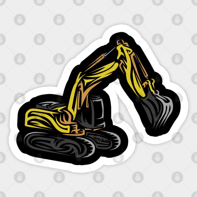 Excavator tribal Sticker by damnoverload